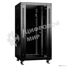Шкаф телекоммуникационный напольный Cabeus, IP20, 22U, 1166х600х800 мм (ВхШхГ), дверь: стекло, боковая панель: сплошная, разборный, цвет: чёрный