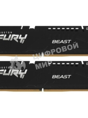 Оперативная память Kingston Fury Beast, DDR5, 32Gb (1x32Gb), 6000MHz, CL30, DIMM, с радиатором, RGb, черный