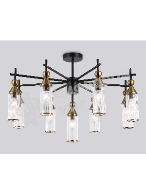 Люстра Ambrella light LH55258/9 BK/BS/CL черный/латунь/прозрачный E14*9 max 40W D770*530
