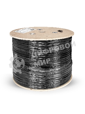 Кабель ExeGate FUTP4-C5e-CCA-S24-SW-OUT-PE-BK-305 FTP 4 пары кат.5e CCA, 0.52мм (24AWG), экран, внешн., с тросом, 305м, черн., PE