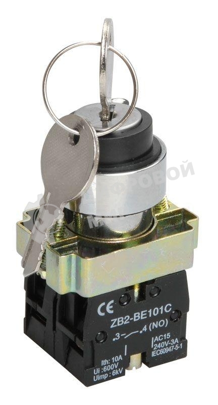 Переключатель LAY5-BG45 на 2 полож. с ключ. без фиксации ИЭК BSW80-BG-2-K02