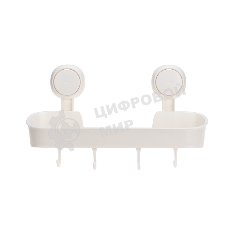 Полка для ванной и кухни HALSA HLS-F-107W с крючками на вакуумной присоске