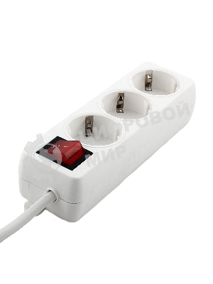 Сетевой фильтр Гарнизон ELB-G3-W-2, 3 евророзетки с выключателем и заземлением, допустимый ток 16А, длина 2 м.