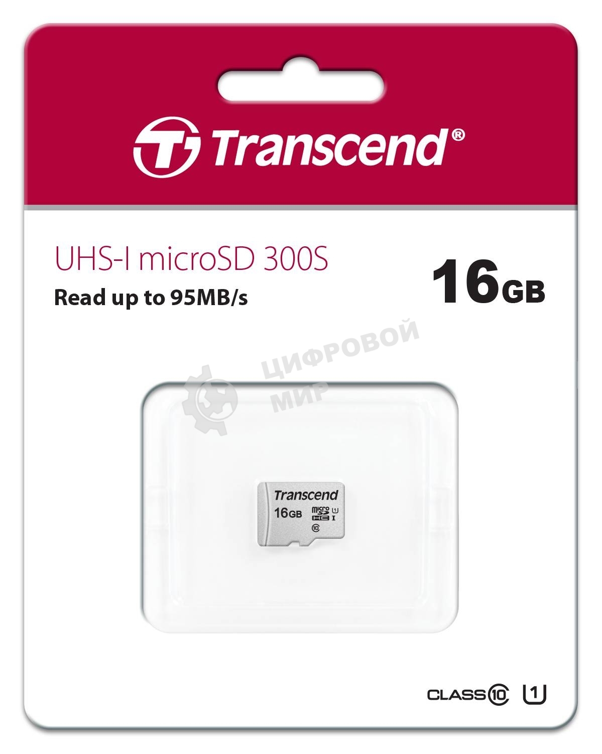 Флеш карта microSD 16Gb Transcend microSDHC Class 10 UHS-1 U1, (без адаптера), TLC