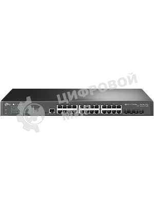 Коммутатор TP-Link JetStream 24-port Gigabit L2/L2+ Managed Switch with 4 SFP slots, support SDN controller, abundant L2/L2+ features, 1U rack mountable, full managed via web UI/CLI/Console/SSH/Telnet/SNMP.