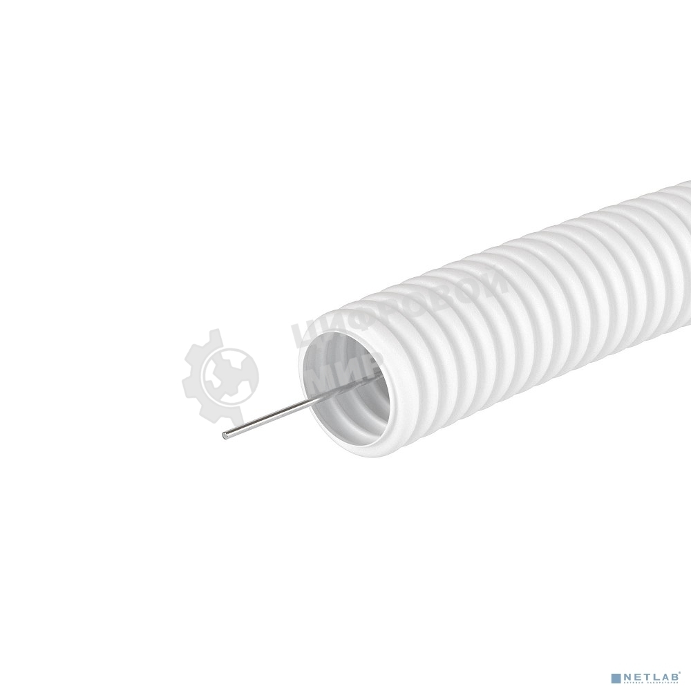 Труба гибкая гофрированная DKC 81820 ПЛЛ 20 мм с протяжкой не содержит галогенов ПВ-0 (100 м) белый
