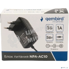Блок питания Gembird NPA-AC10, 5В/1А, 1 штекер 5,5х2,5мм