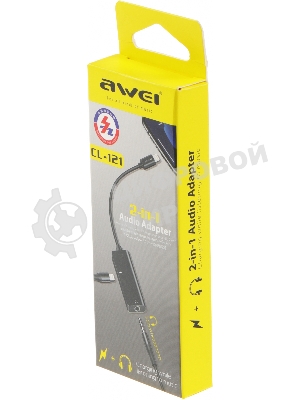 Переходник аудио Premier AWEI lightning/Jack 3.5 (f) 0.1м. черный