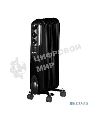 Обогреватель масляный Ресанта ОМПТ-7НЧ (7 секций) черный, 1500 Вт, 15 м2, термостат 67/3/13