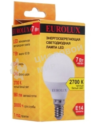 Лампа светодиодная EUROLUX LL-E-G45-7W-230-2,7K-E14