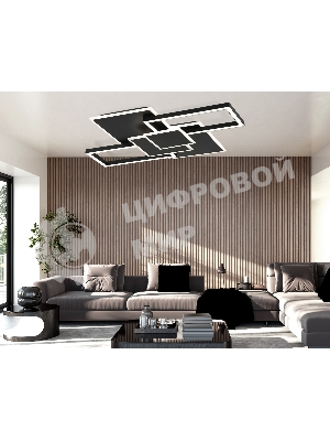 Потолочный светодиодный светильник Ambrella light FA1032/5 BK черный 95W 3000K-6400K 705*500*95 (ПДУ ИК)