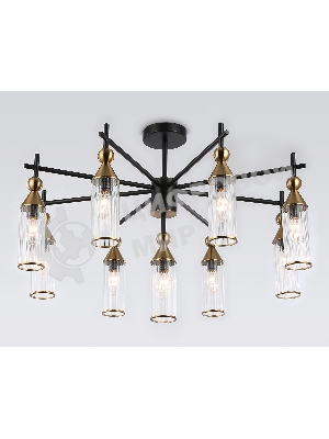 Люстра Ambrella light LH55258/9 BK/BS/CL черный/латунь/прозрачный E14*9 max 40W D770*530
