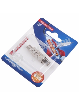 Разъем антенный на кабель Rexant штекер-TV никель с пружиной блист.