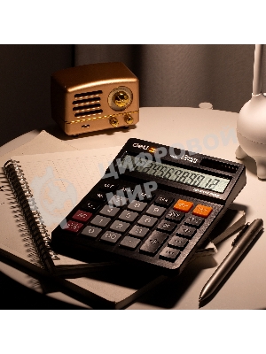 Калькулятор настольный Deli EM01420 черный 12-разр.