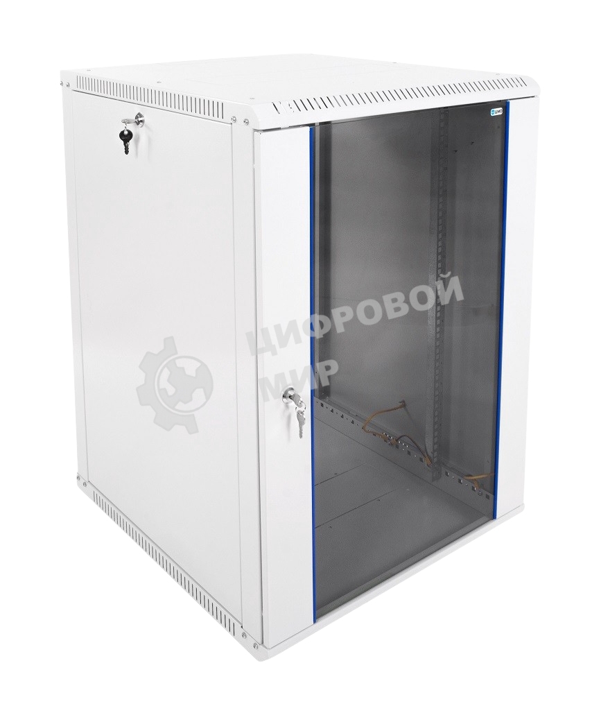 Шкаф телеком. настенный разборный 15U (600х650) дверь стекло, серый RAL 7035