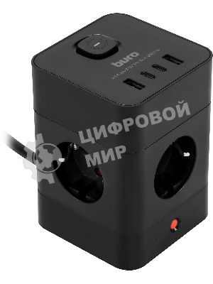 Сетевой удлинитель Buro BU-PTE4.1UC-B 1.5 м (4 розетки) черный (пакет ПЭ)