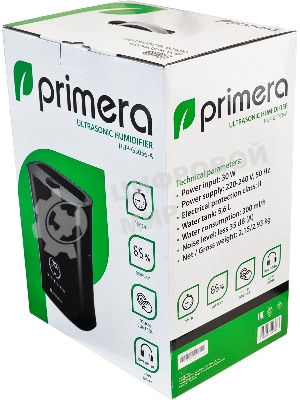 Увлажнитель воздуха Primera HUP-G3056-A черный, 18 м², 5.6 л, гигрометр