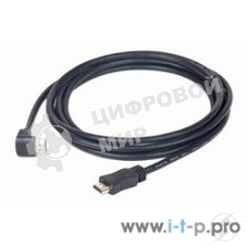 Кабель Cablexpert HDMI CC-HDMI490-10, 19M/19M, v2.0, медь, позол.разъемы, экран, угловой, 3м, черный, пакет