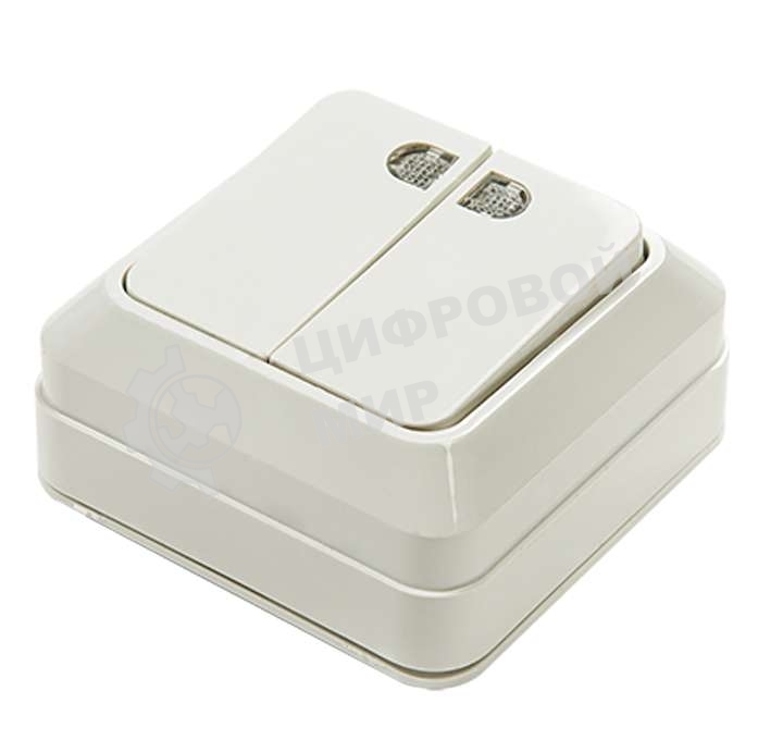 Выключатель 2-кл. BOLLETO с подсвет. накл. 7123 белый ASD/IN HOME 4680005959778