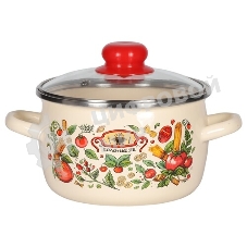 Кастрюля Appetite 1RC161S Болоньезе стеклянная крышка, эмалированная сталь, сфер. 2 л