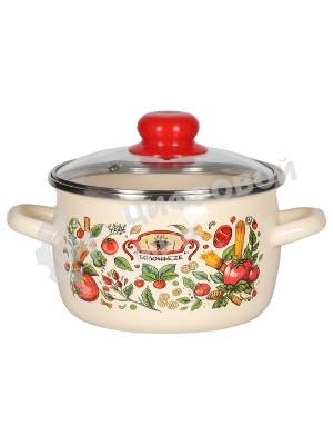 Кастрюля Appetite 1RC161S Болоньезе стеклянная крышка, эмалированная сталь, сфер. 2 л