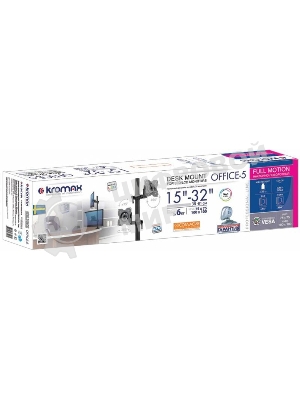 Настольное наклонно-поворотное крепление Kromax OFFICE-5, для 2-х LCD мониторов 13