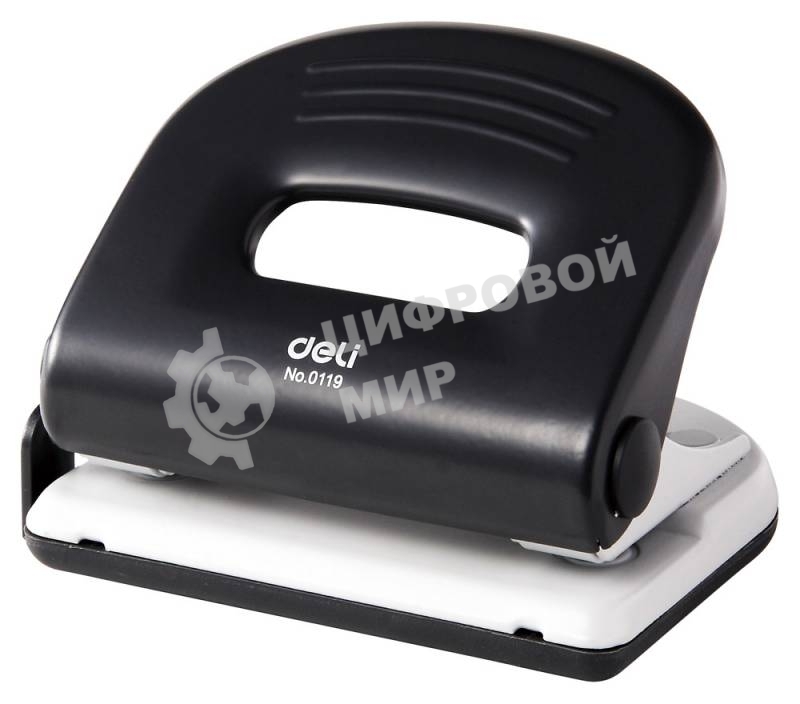 Дырокол Deli PRO E0119, до 25 листов, металл ассорти, отверстий: 2, с линейкой