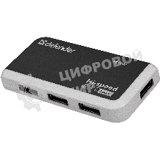 Разветвитель USB Defender QUADRO INFIX USB2.0 - 4 порта, скор. - до 480 Мбит/с, + кабель USB 2.0 A(M) - MiniB (M) - 1м.