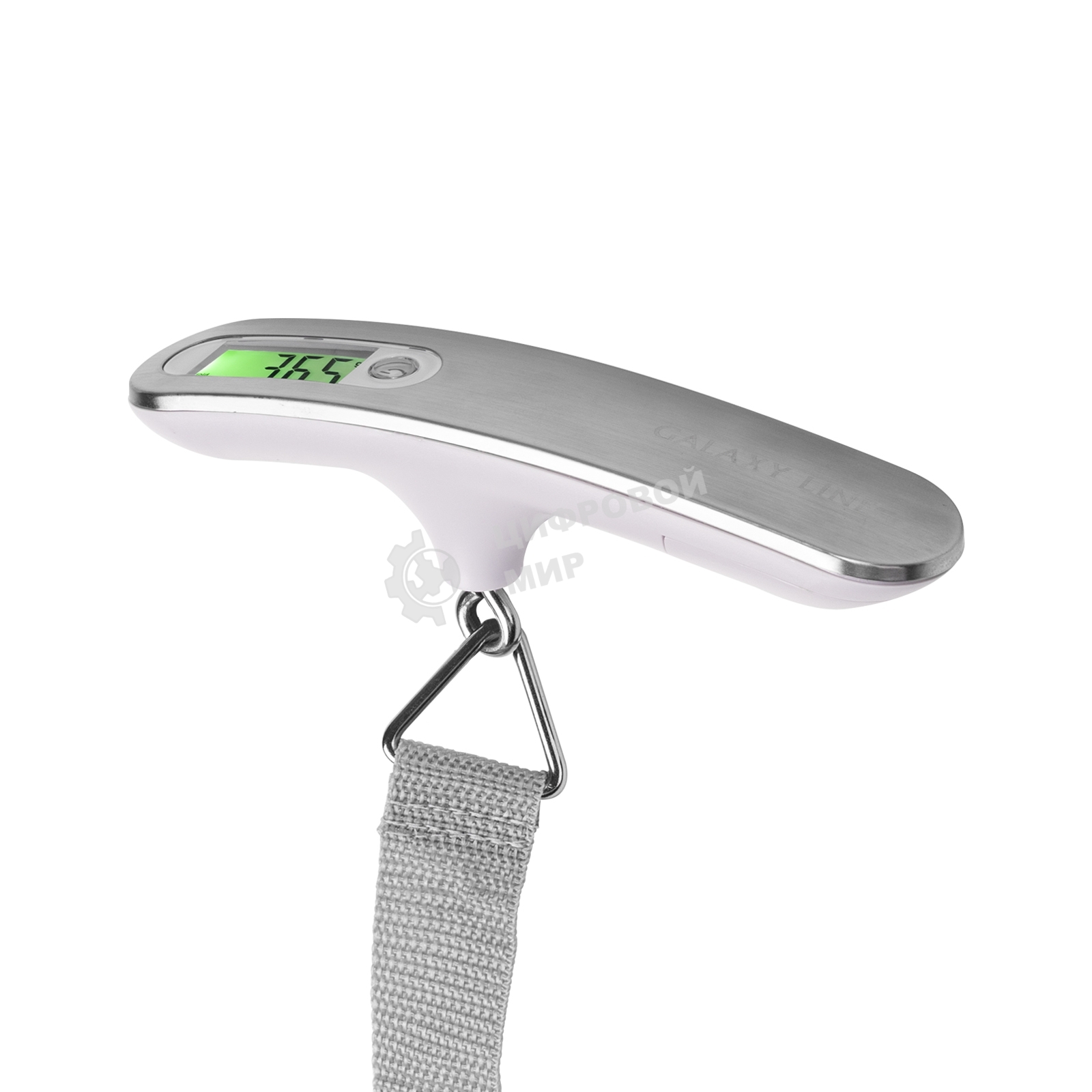 Безмен Galaxy LINE GL 2833, серый, ЖК-дисплей с подсветкой зеленого цвета, максимально допустимый вес 50 кг, цена деления 10 г, функция обнуления массы тары, индикатор перегрузки, индикация низкого заряда элемента питания, крюк и ремень для взвешивания, е