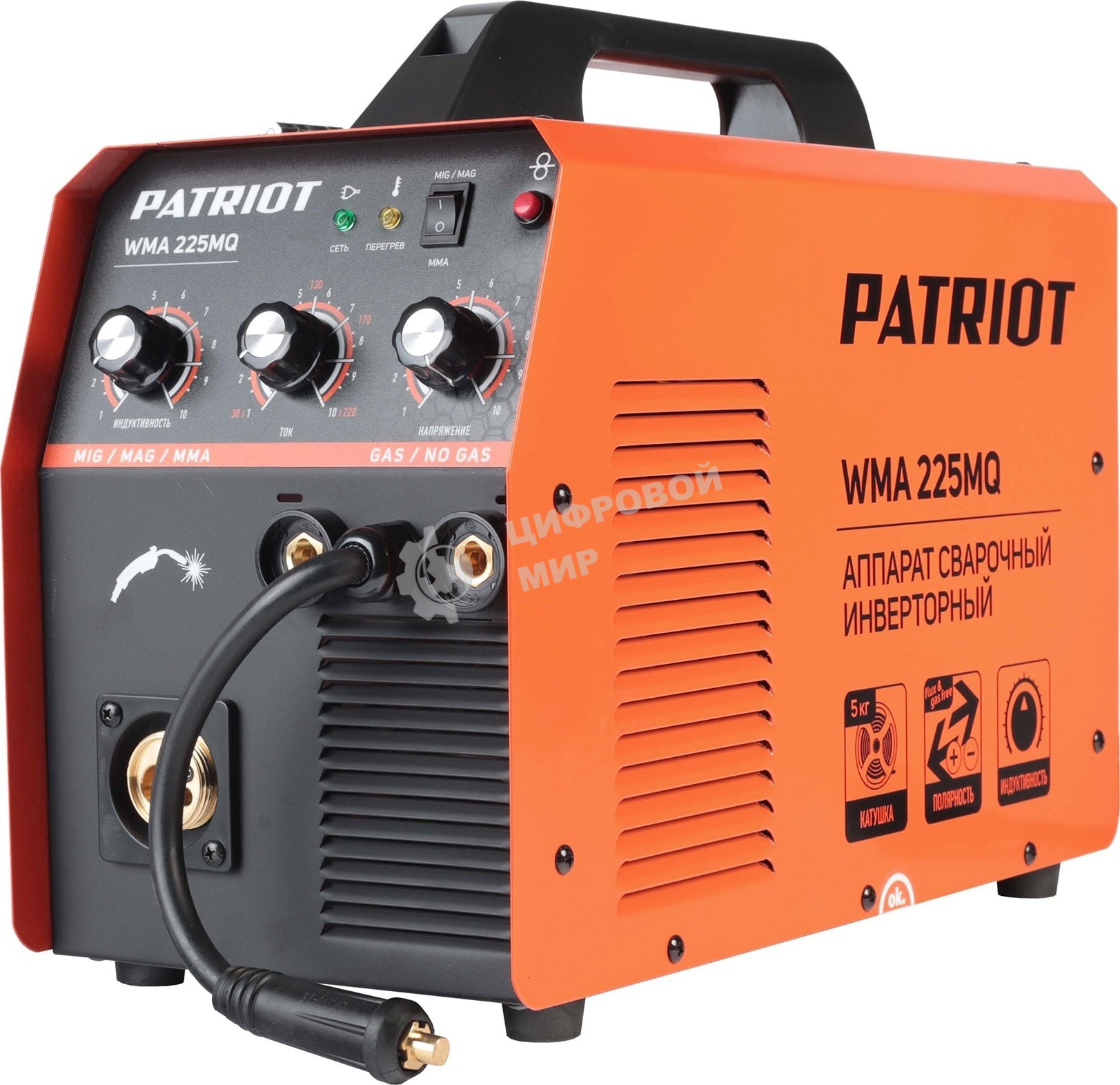 Сварочный аппарат PATRIOT WMA 225MQ (605301755) инверторный mig/mag/mma стальной и флюс. провлокой