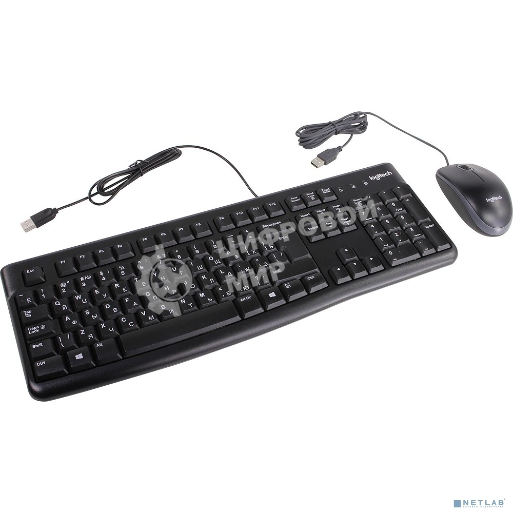 Комплект клавиатура + мышь Logitech Desktop MK120 оригинальная заводская РУС гравировка 920-002561