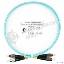 Коммутационный шнур оптический Cabeus Tight Buffer, Duplex FC/FC, OM3 50/125, LSZH, 1м, d= 3мм, черный хвостовик, аква