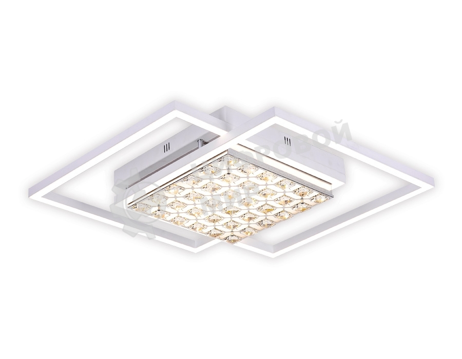 Управляемый светодиодный светильник с хрусталем Ambrella light FA112 WH белый 96W 850*660*110 (ПДУ РАДИО 2.4)