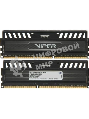 Оперативная память Patriot Viper 3, DDR3, 16GB (2x8 GB), 1866 MHz, CL10, DIMM, радиатор, черный