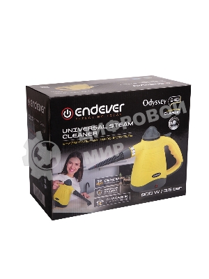 Пароочиститель Endever Odyssey Q-442 черный/желтый, ручной, 900 Вт, 35 г/мин, 450 мл