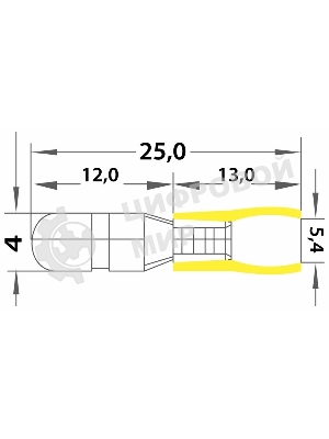 Разъем штекерный изолированный Rexant штекер 5 мм 4-6 мм² (РШи-п 6.0-5) желтый
