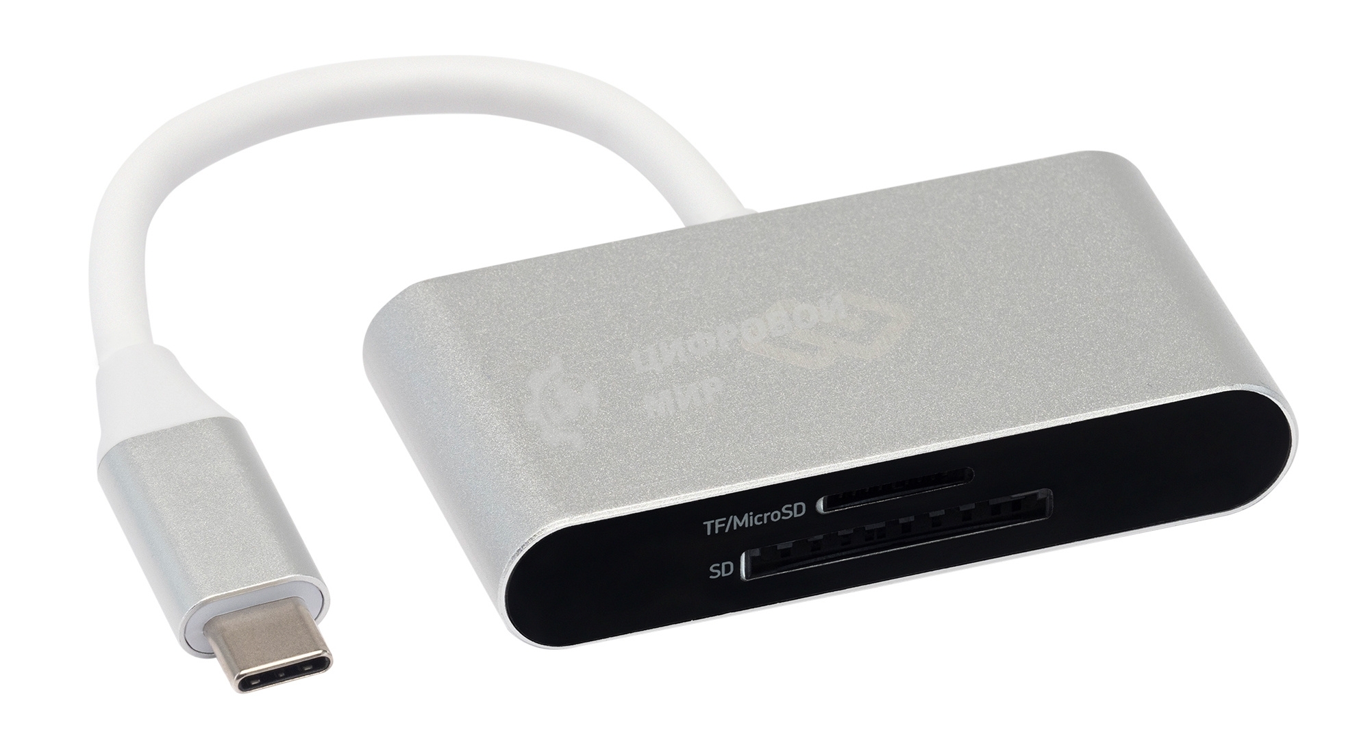 Кард-ридер Digma CR-С2501-S/серебристый/SD/TF/micro-SD/USB Type-C/алюминий