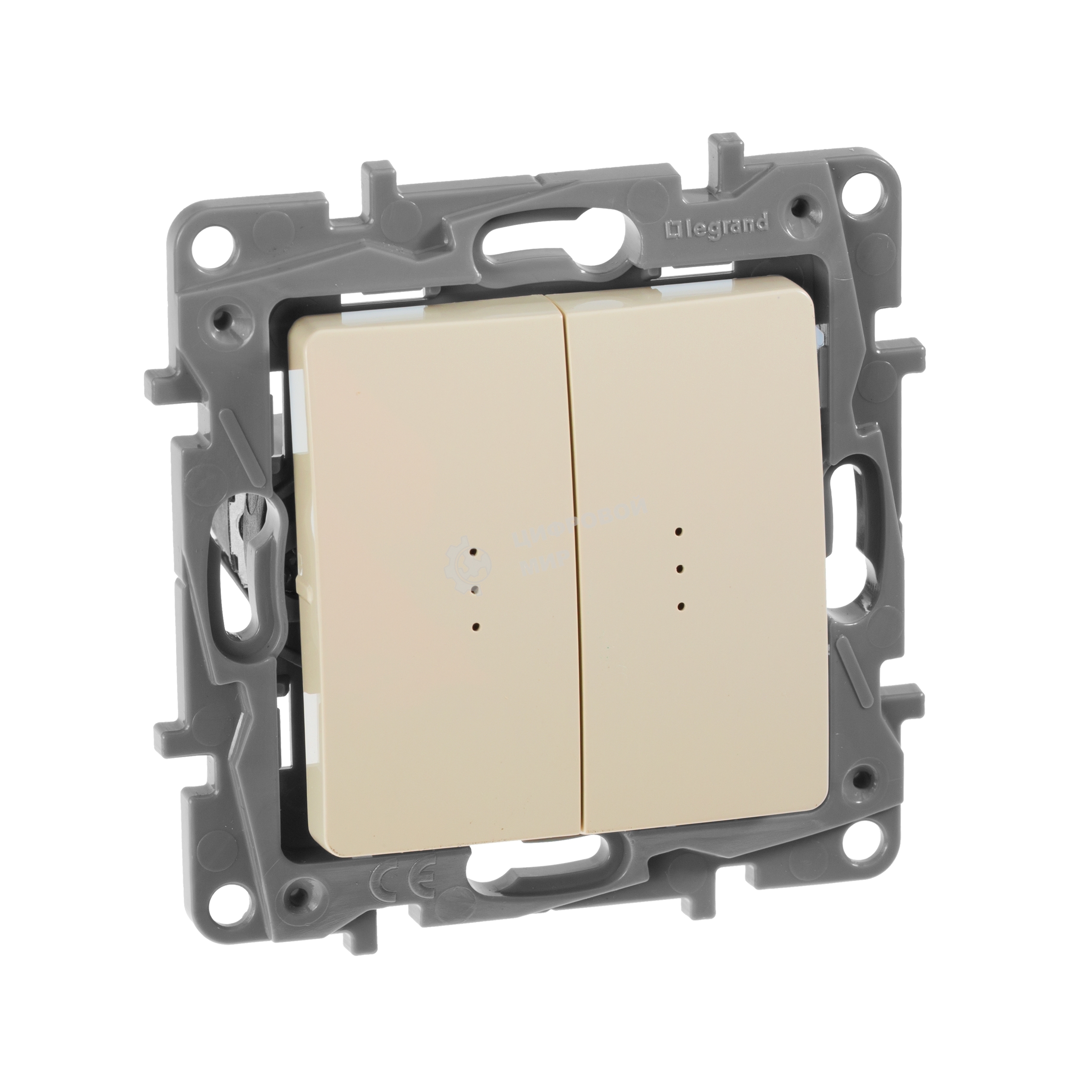 Переключатель 2кл с подсветкой,10АХ, сл.кость