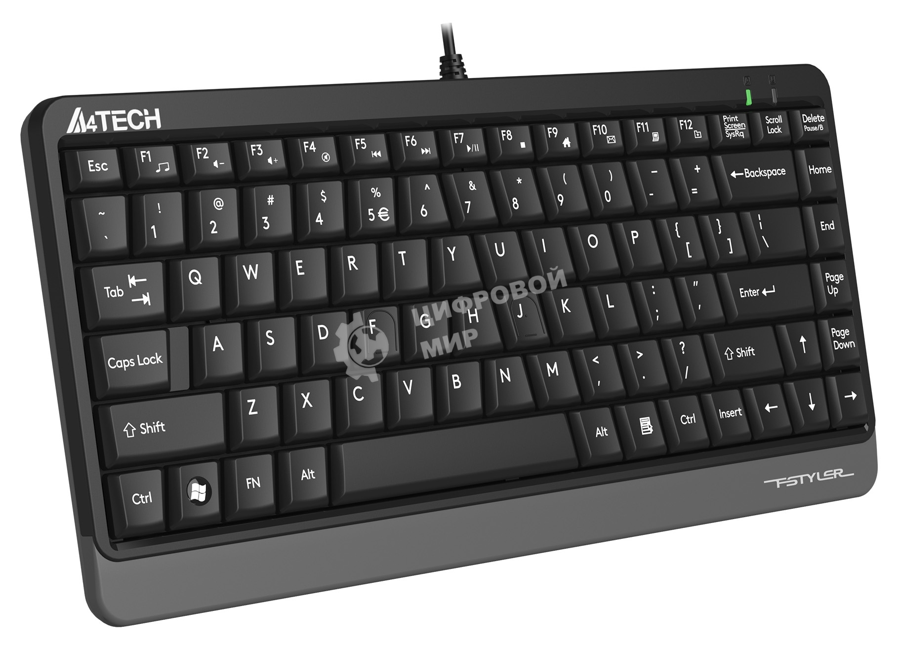 Клавиатура проводная A4Tech Fstyler FKS11, USB, черный/серый
