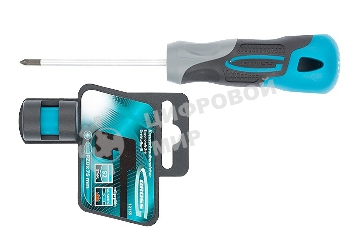 Отвертка Gross 12155 PZ0 x 75 мм S2, трехкомпонентная ручка