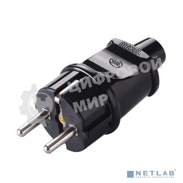 Вилка прямая с заземлением Makel черная