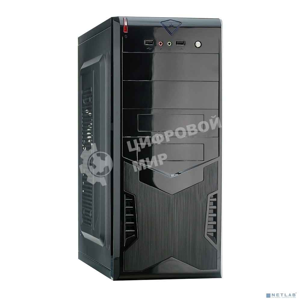 Компьютерный корпус Miditower ExeGate EX280386RUS CP-604 Black, ATX, (CP350W, 80мм), 2хUSB, Audio