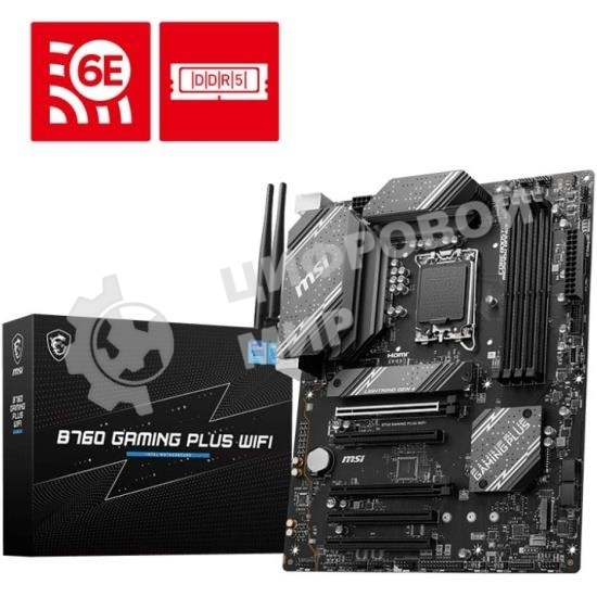 Материнская плата MSI B760M GAMING PLUS WIFI, LGA 1700, Intel B760, 4xDIMM DDR5, 4xSATA, 2xM.2, 1xPCI-E 4.0 x16, 1xPCI-E 3.0 x1, 2xHDMI, 2xDP, 1x 2.5Gb LAN, 2xUSB-A 3.2 Gen 2, 4xUSB 2.0, Micro-ATX