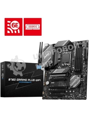 Материнская плата MSI B760M GAMING PLUS WIFI, LGA 1700, Intel B760, 4xDIMM DDR5, 4xSATA, 2xM.2, 1xPCI-E 4.0 x16, 1xPCI-E 3.0 x1, 2xHDMI, 2xDP, 1x 2.5Gb LAN, 2xUSB-A 3.2 Gen 2, 4xUSB 2.0, Micro-ATX