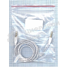 Аудио кабель Jack 3.5 - Jack 3.5, 1м (плоский кабель) белый