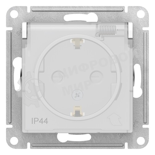 Розетка AtlasDesign Aqua 16А IP44 с заземл. защ. шторки с прозрачной крышкой быстрозажим. клем. механизм белый SE ATN440146S