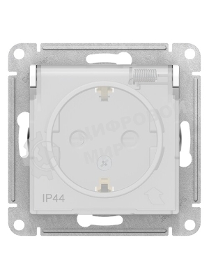 Розетка AtlasDesign Aqua 16А IP44 с заземл. защ. шторки с прозрачной крышкой быстрозажим. клем. механизм белый SE ATN440146S