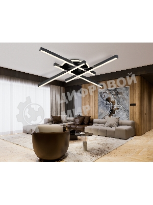 Потолочный светодиодный светильник Ambrella light FL6282 BK черный 58W 3000K-6400K 700*700*85 (ПДУ ИК)