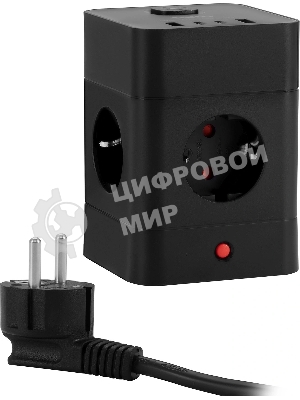 Сетевой удлинитель Buro BU-PTE4.1UC-B 1.5 м (4 розетки) черный (пакет ПЭ)