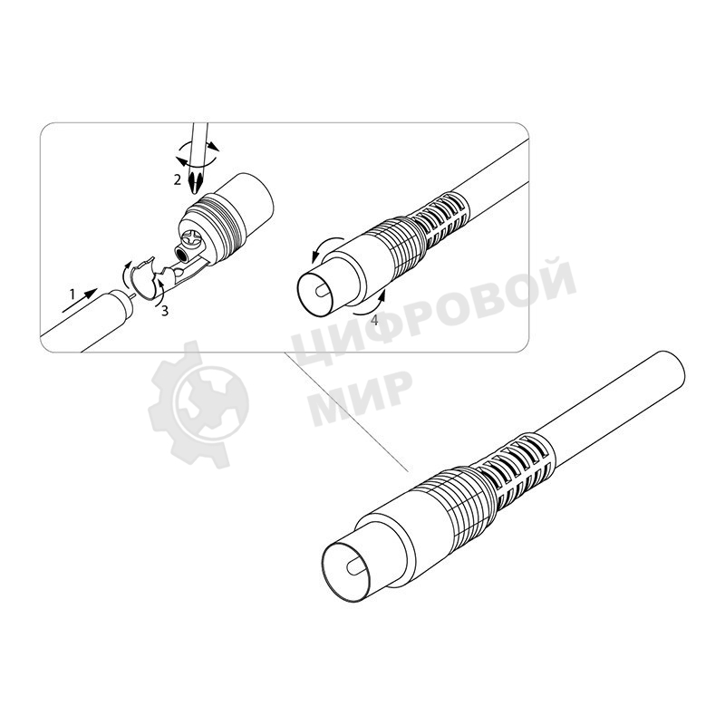 Разъем штекер TV PROconnect без пайки белый